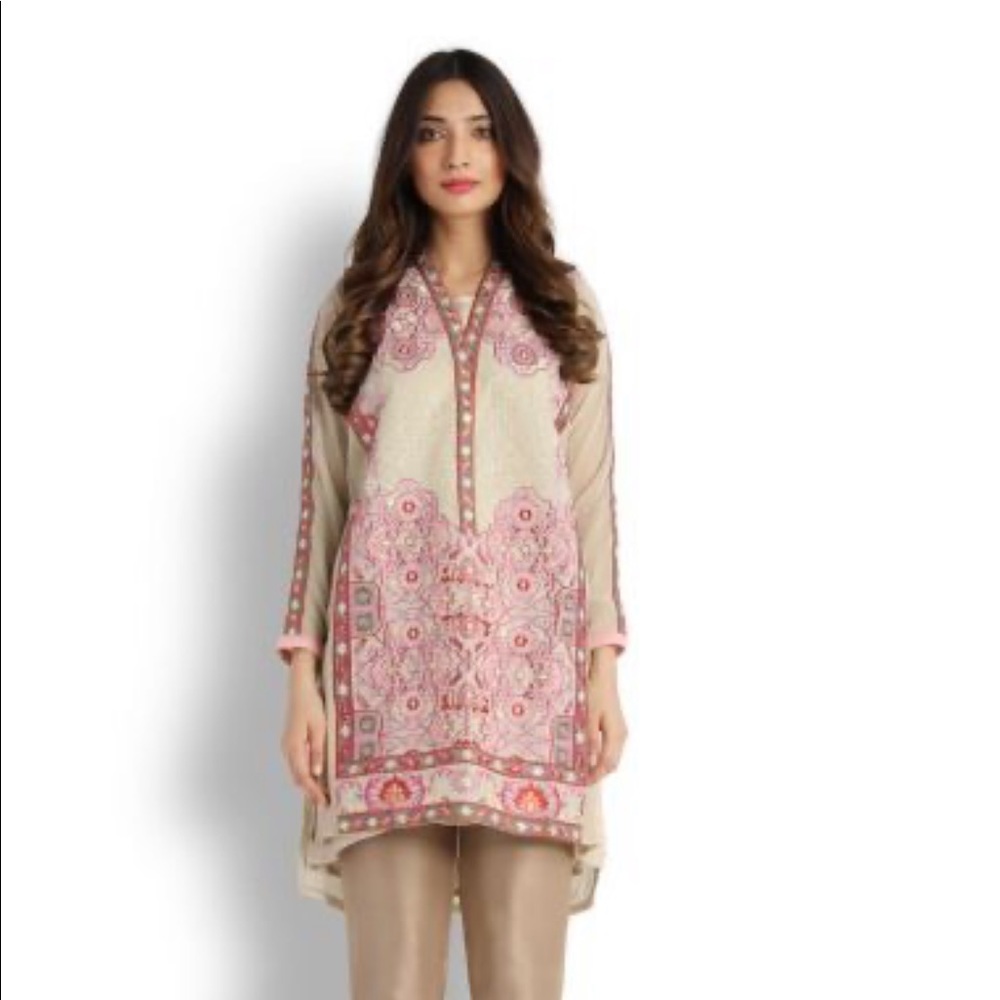 Sana Safinaz - Alice Pink V neck tunic kurta - S